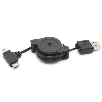 2-in-1 Kelattava USB 2.0 Latauskaapeli MicroUSB MiniUSB Musta