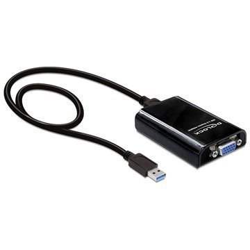 Delock 61955 USB 3.0 / VGA Näyttökaapeli Adapteri Musta