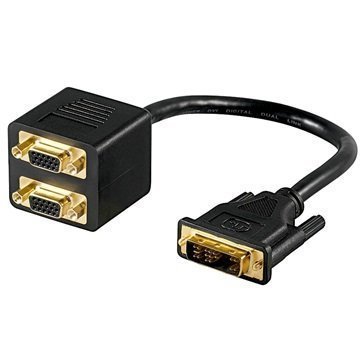 Goobay DVI-I / 2x SVGA Adapterikaapeli Musta