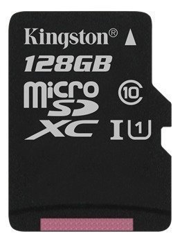 Kingston 128GB microSDXC-kortti Class 10 UHS-I 45MB/s lukunopeus