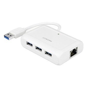 Macally 3 Porttinen USB 3.0 Hub / Gigabit Ethernet Adapteri