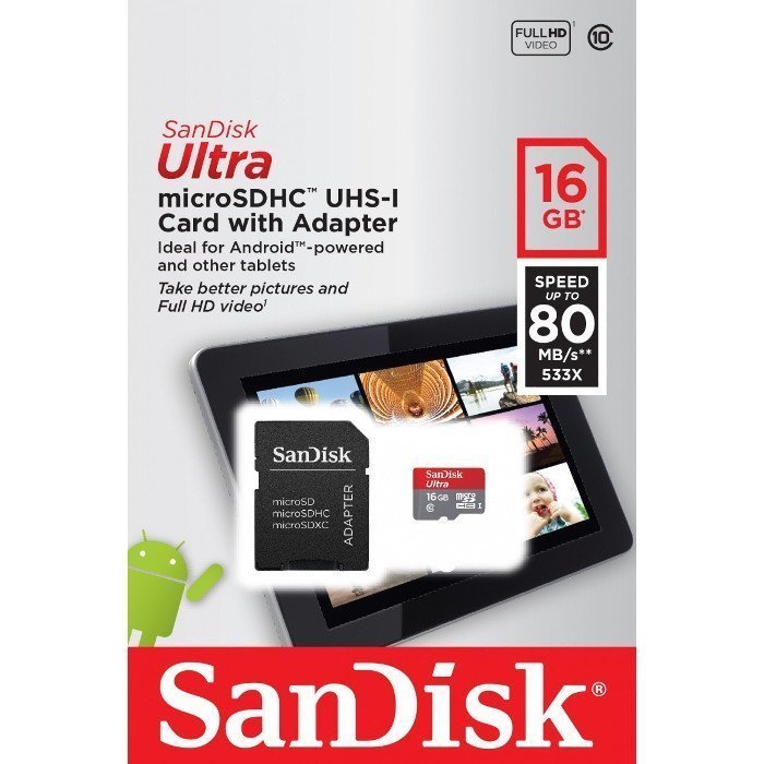 Sandisk micro SDHC Ultra UHS-I Android 16 Gt muistikortti