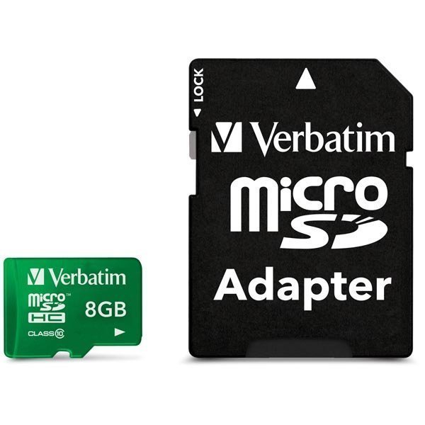 Verbatim microSDHC 8GB Class 10 UHS-I mukana sovitin vihreä